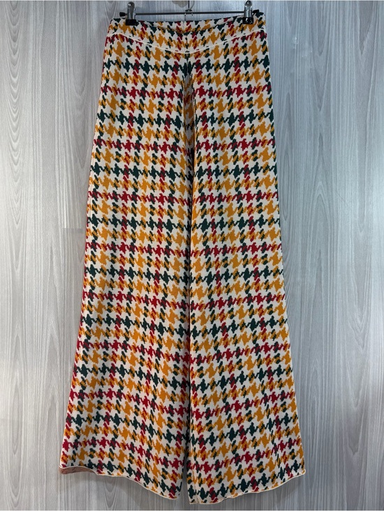 Free People Pants - Free People Houndstooth Knit Wide Leg Pants Size Small High Waist Retro Boho